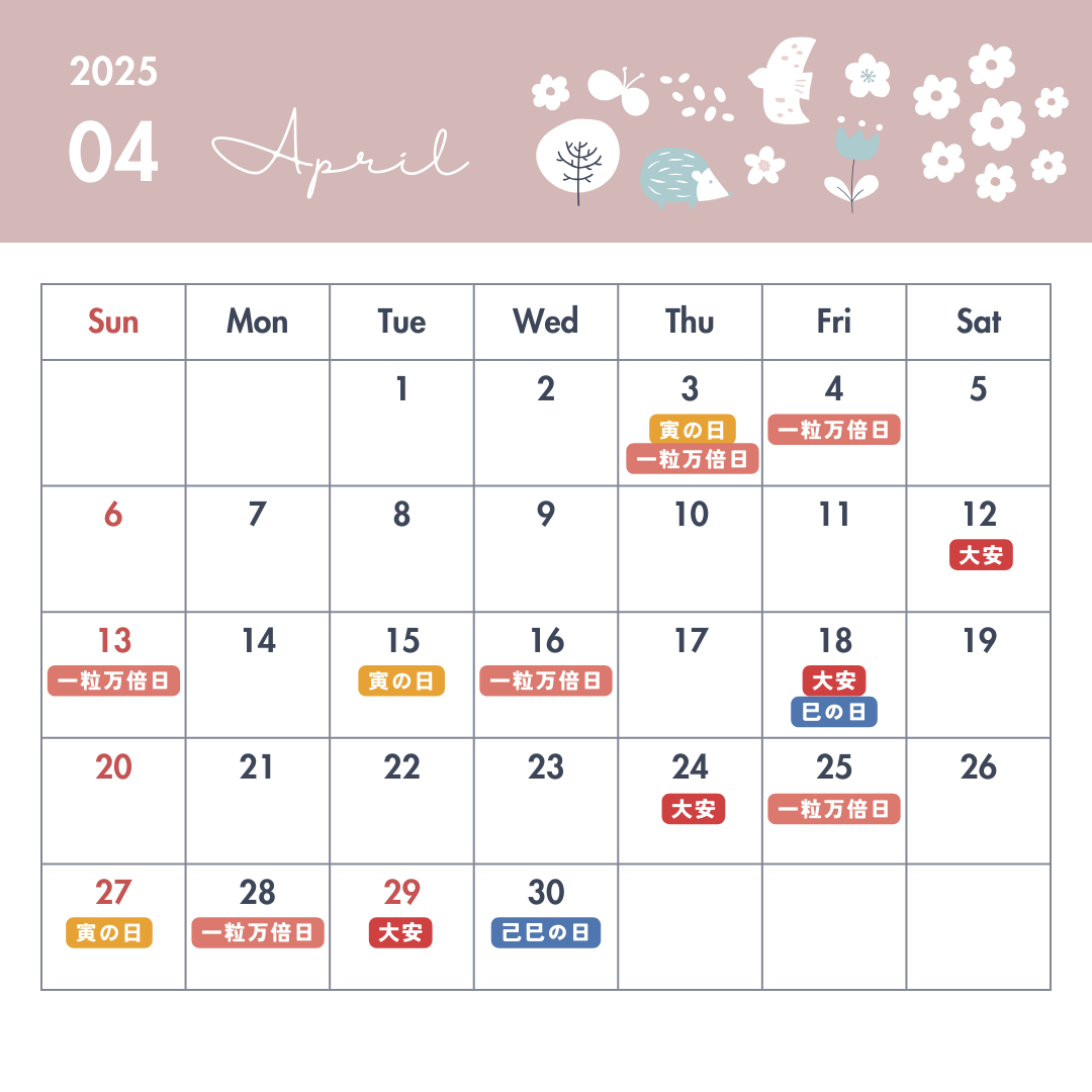 4月のラッキーデーをチェック!ぽかぽか春のショッピング日和は?