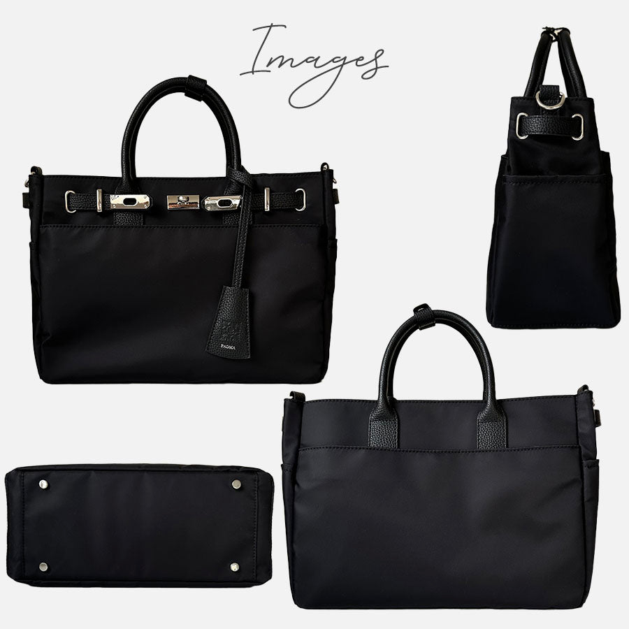 ナイロンレザーコンビ ベルトデザイントートバッグPAD-30810B