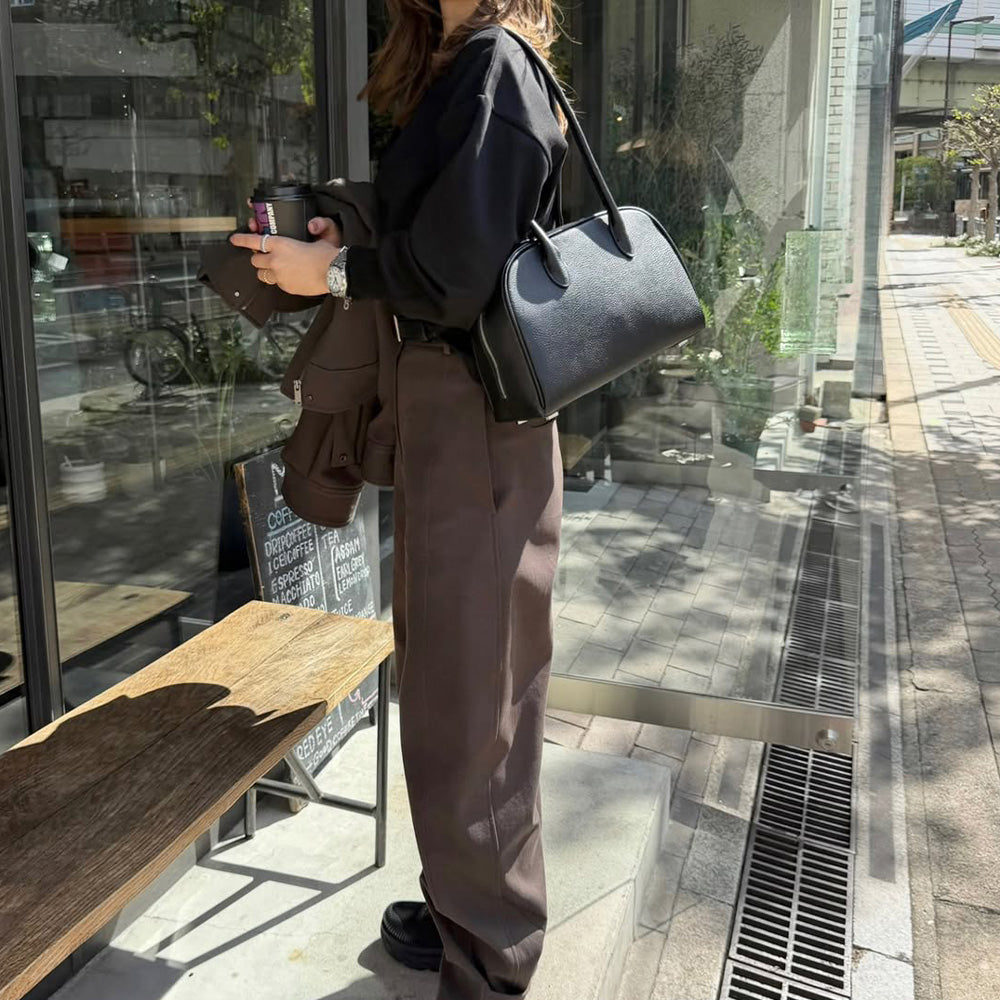本革ロングハンドルボストンバッグ