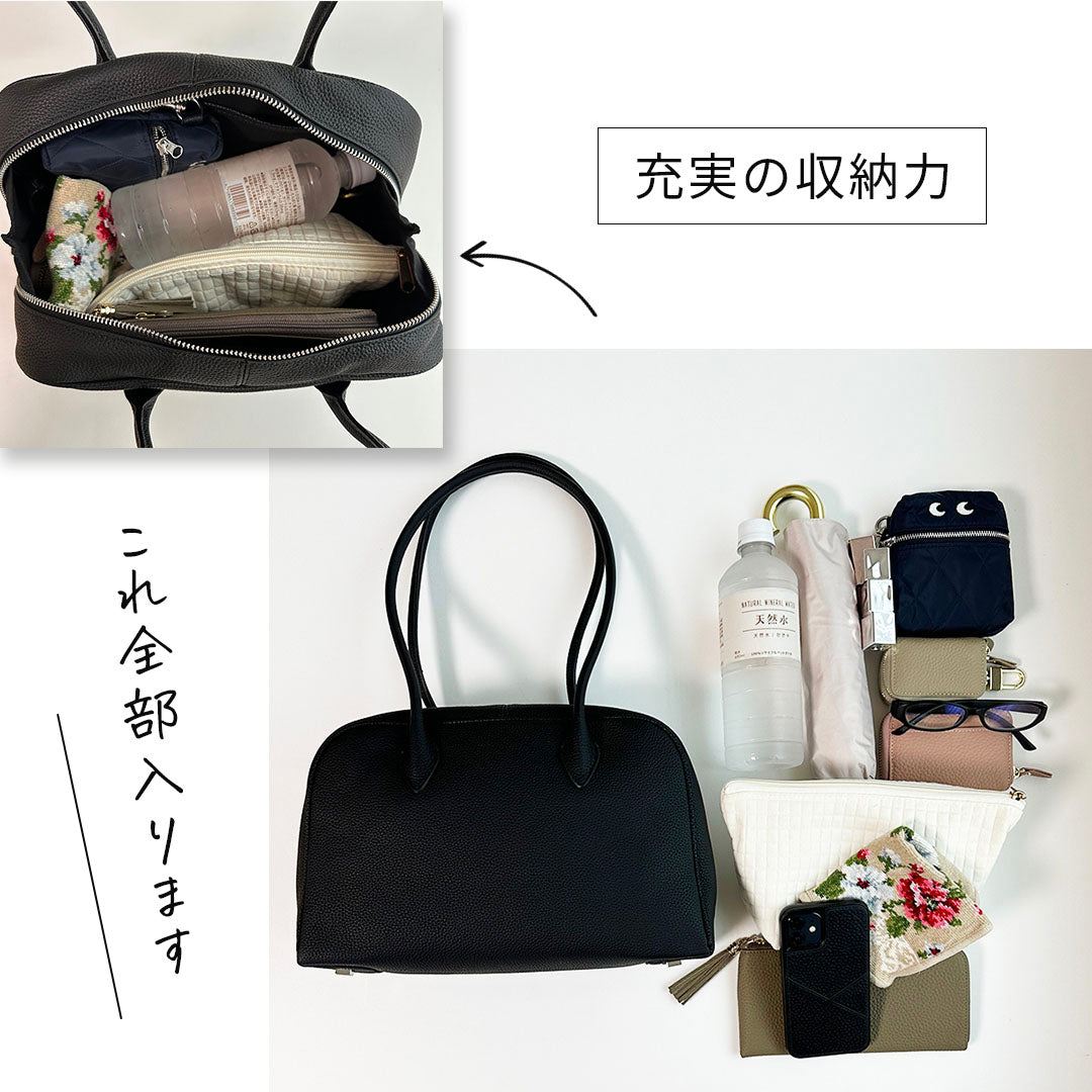 ロングハンドル本革ボストンバッグ