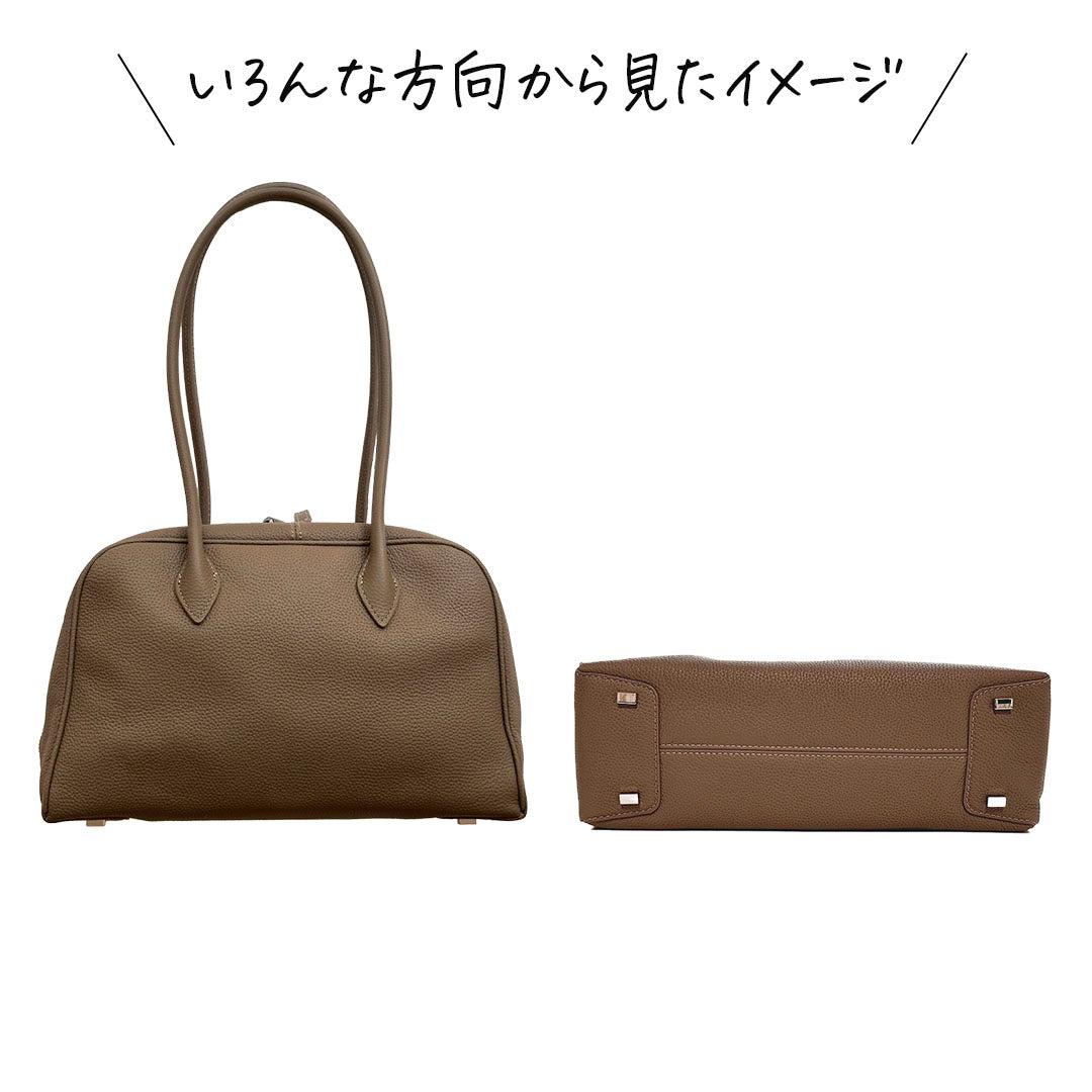 ロングハンドル本革ボストンバッグ