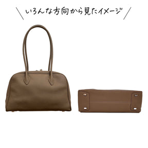 ロングハンドル本革ボストンバッグ